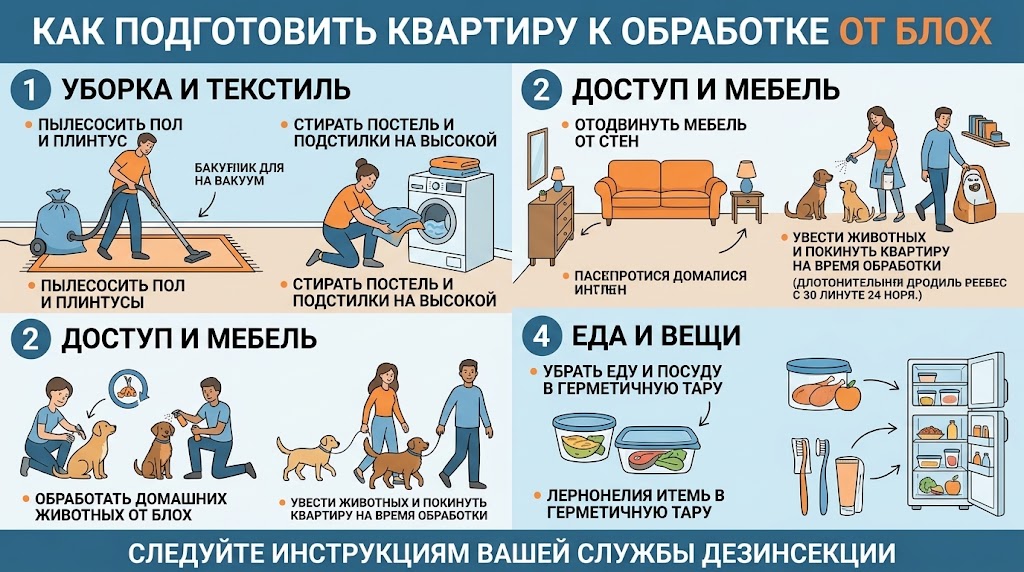 Подготовка к обработке от блох