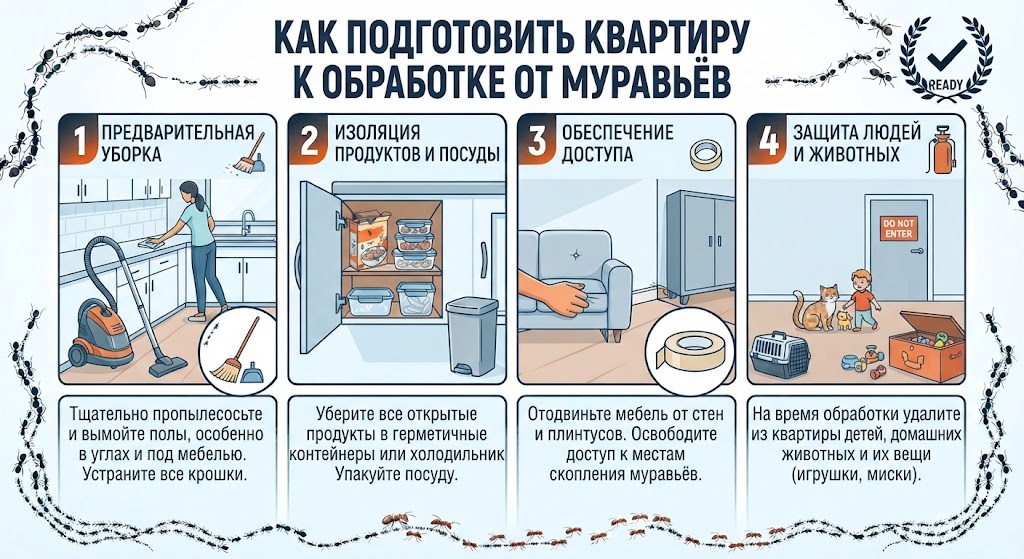 Подготовка к обработке от муравьёв